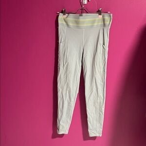 White Leggings with Yellow Stripe